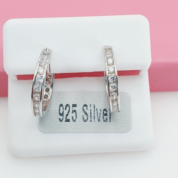 "925 Sterling Silver Cubic Zirconia Earrings, U19254642